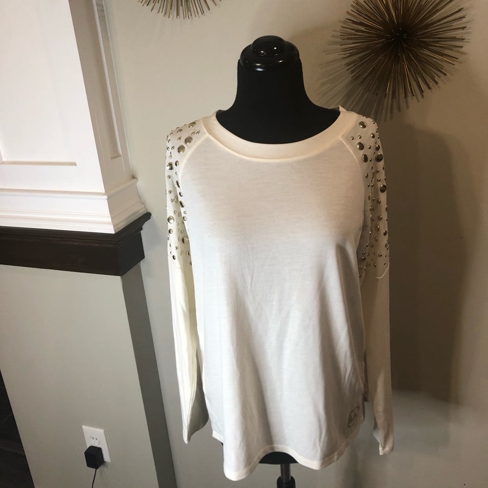 Michael Kors bone top with studded shoulder NWT